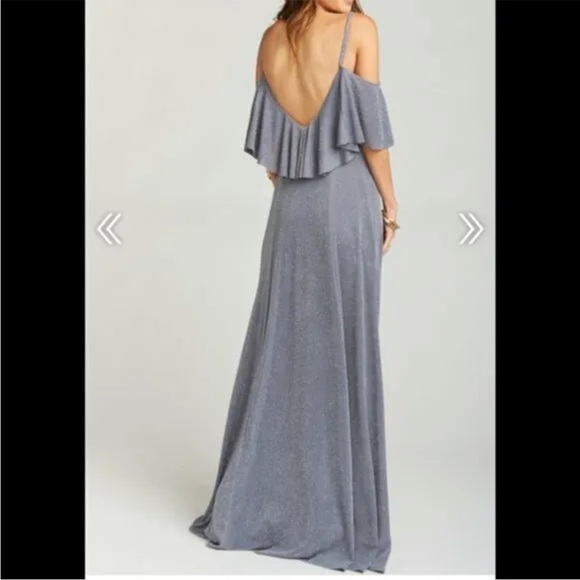 Show Me Your MuMu | Renee ruffle maxi dress grey silver sparkle size M new - Picture 2 of 7